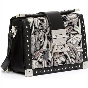 Authentic MCM Mini Mitte Brocade Leather Crossbody